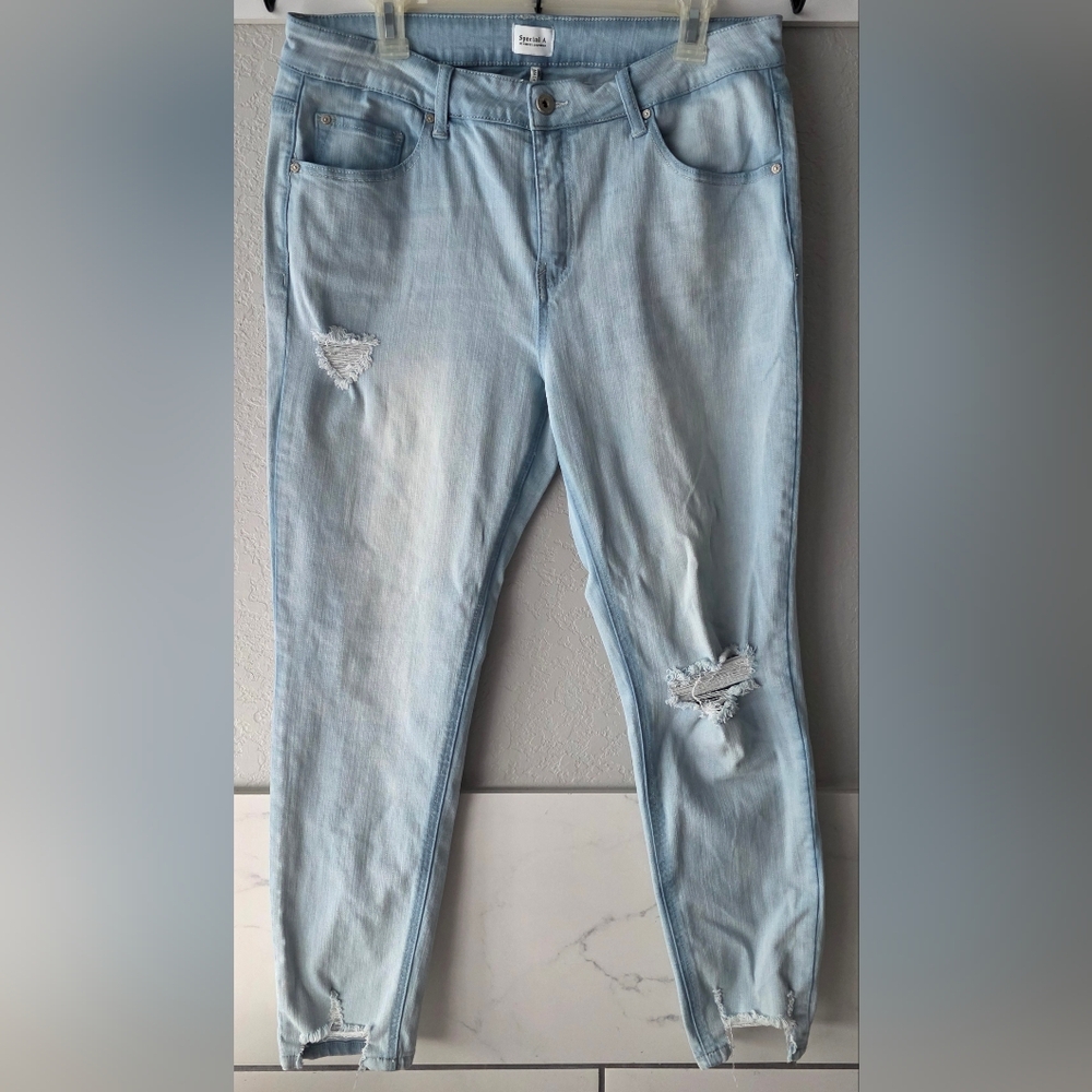 Special A Light Blue Distressed Women Jeans Size 1XL